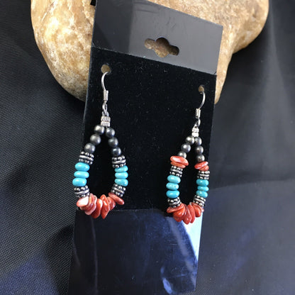 Turquoise Spiny Oyster Navajo Sterling Silver Earrings 1.25” 2034