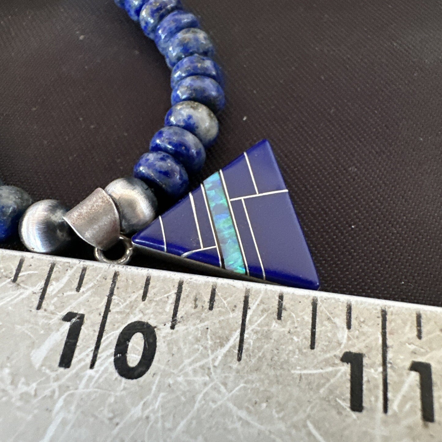 Blue~Lapis~Pendant~Navajo~Pearls~Sterling~Silver~Necklace~ 22”~18743
