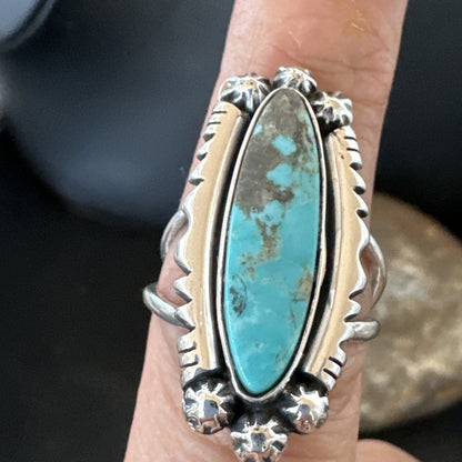 Blue Kingman Turquoise Native American Navajo Sterling Silver Ring Size 7 18630