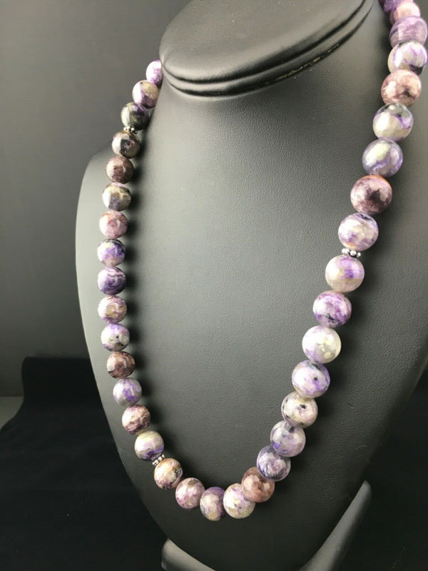 Purple Charoite Navajo Necklace 20" | Sterling Silver | Authentic Native American Handmade | 1777