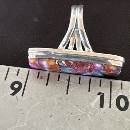 Blue Turquoise Spiny Oyster Navajo Sterling Silver Ring Size 5 18247