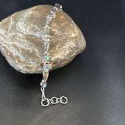 Pava Shell Navajo Old Pawn Link Bracelet 8" | Sterling Silver | Authentic Native American Handmade | 18131