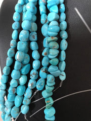 Turquoise Nugget Creek Form Beads Nacozari Set 16" | Authentic Native American Handmade | 10057