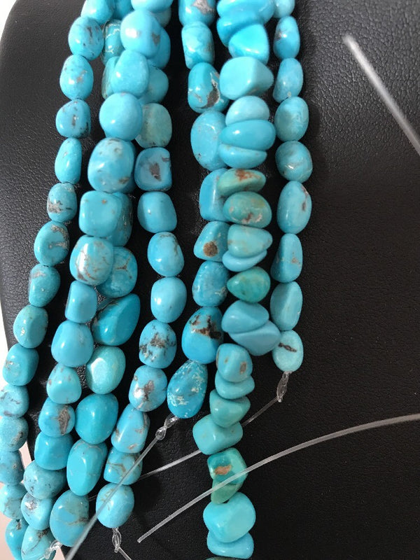Turquoise Nugget Creek Form Beads Nacozari Set 16" | Authentic Native American Handmade | 10057