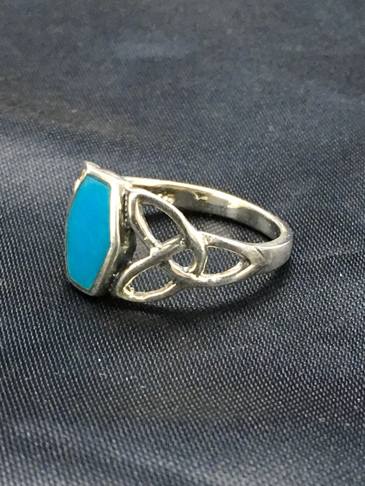 Blue Turquoise Navajo Sterling Silver Native American Ring Size 6.75 02951