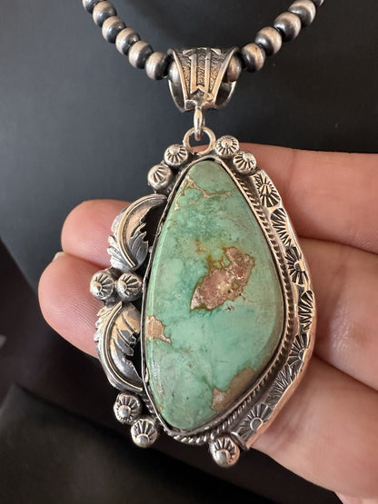 WoMens Navajo Pearls Sterling Silver Royston Turquoise Necklace Pendant 19364