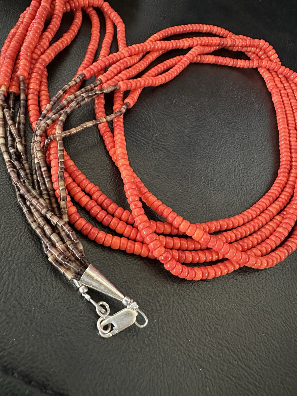 Red Spiny Stabilized 5 Strand Bead Heishi Shell 28” 19396