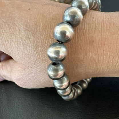 10mm Round Beads 7” Sterling Silver Beads  Bracelet 91007