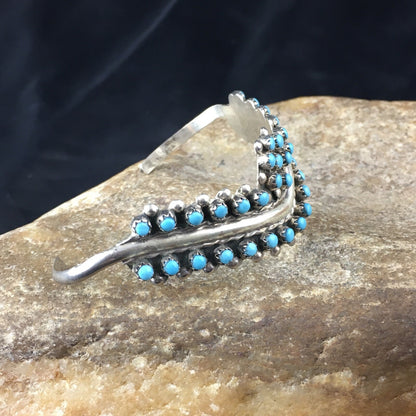 Children Blue Turquoise Petite Point Zuni Sterling Bracelet 01990