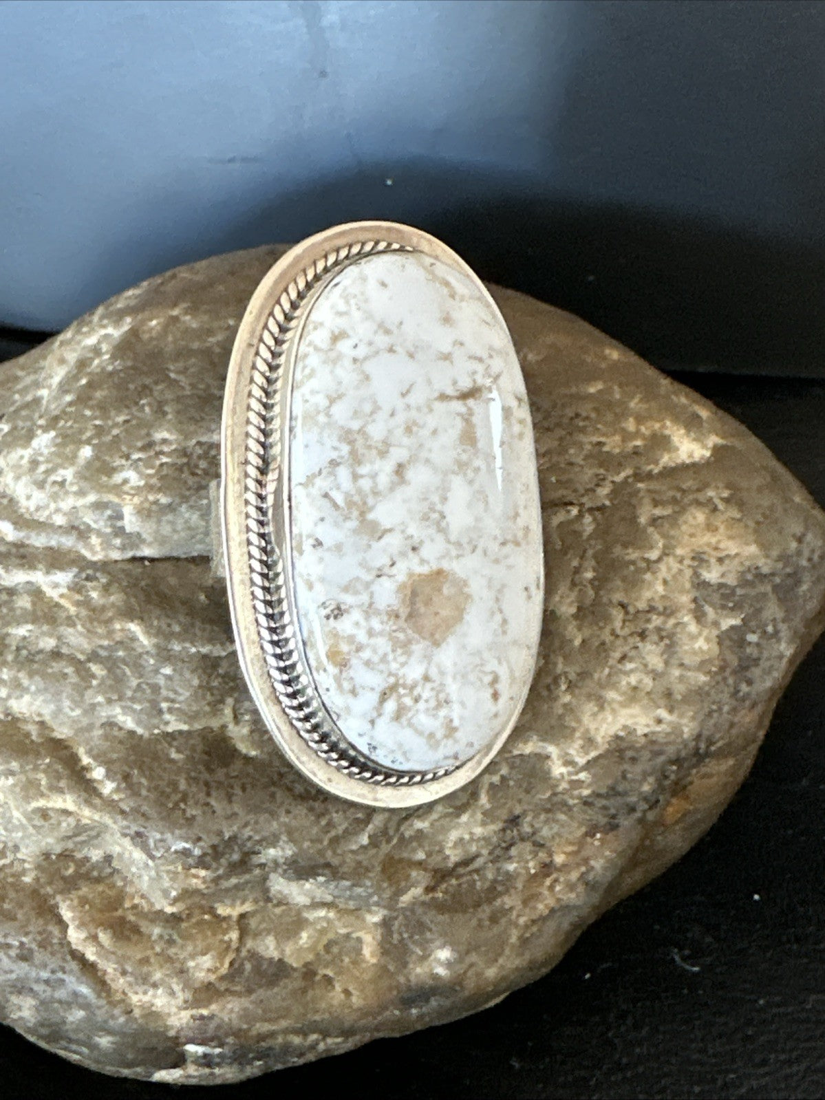 Native American Wild Horse Turquoise Navajo Sterling Silver Ring Size 8 19824