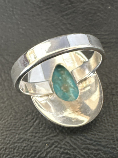 Sterling Silver Blue Kingman Turquoise Ring Size 10 17679