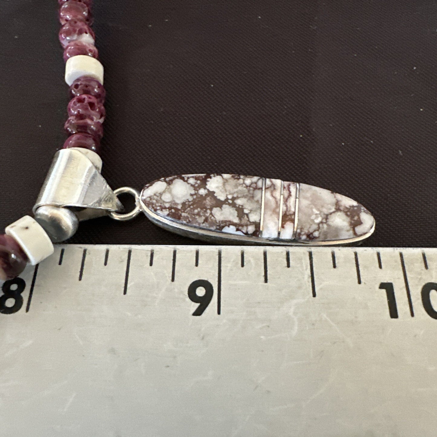 Purple Spiny Oyster Wild Horse Pendant Navajo Sterling Silver Necklace 17796