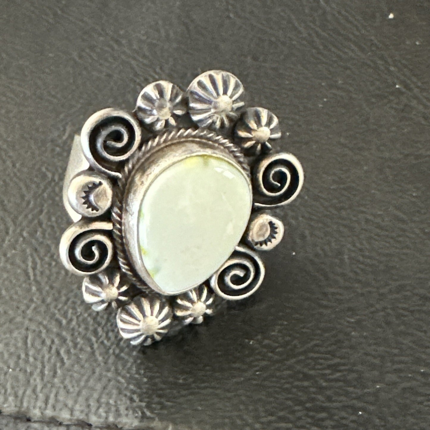 Women Blue Dry Creek Turquoise Navajo Sterling Silver Ring Sz 9 17773