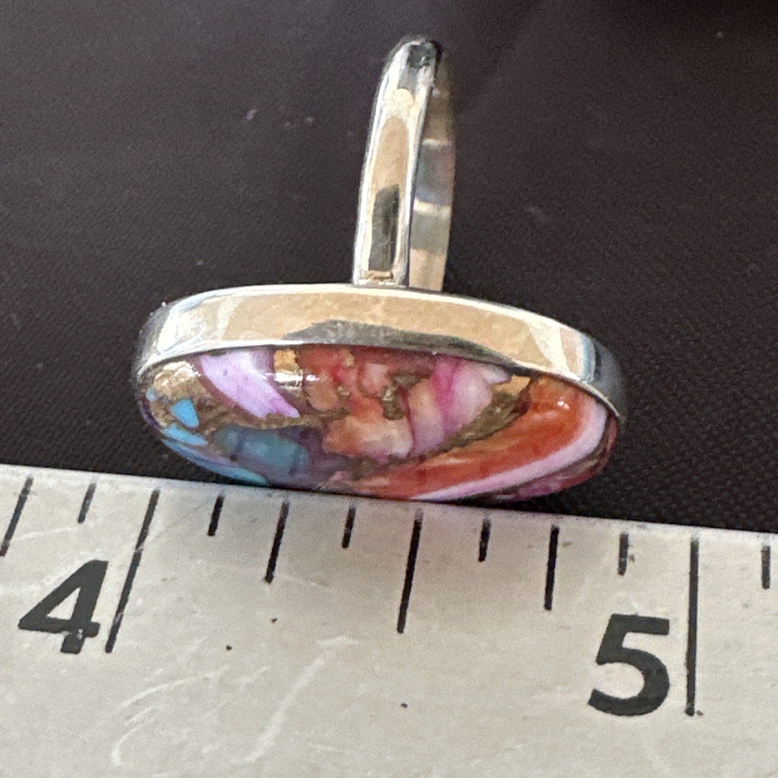 Blue Turquoise Spiny Oyster Southwestern Sterling Silver Ring Size 6 18475