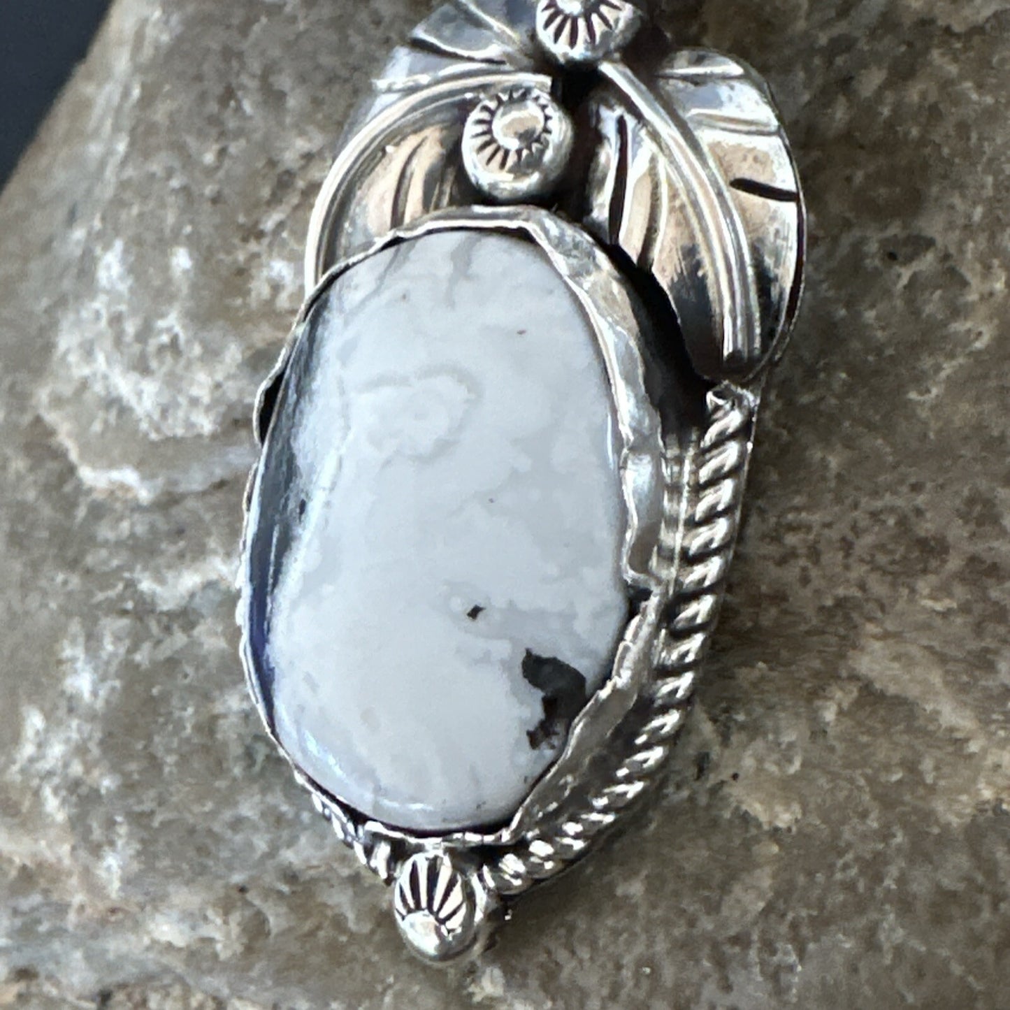 AS IS NO RETURNS White Buffalo Turquoise Pendant Navajo Sterling Silver 17743