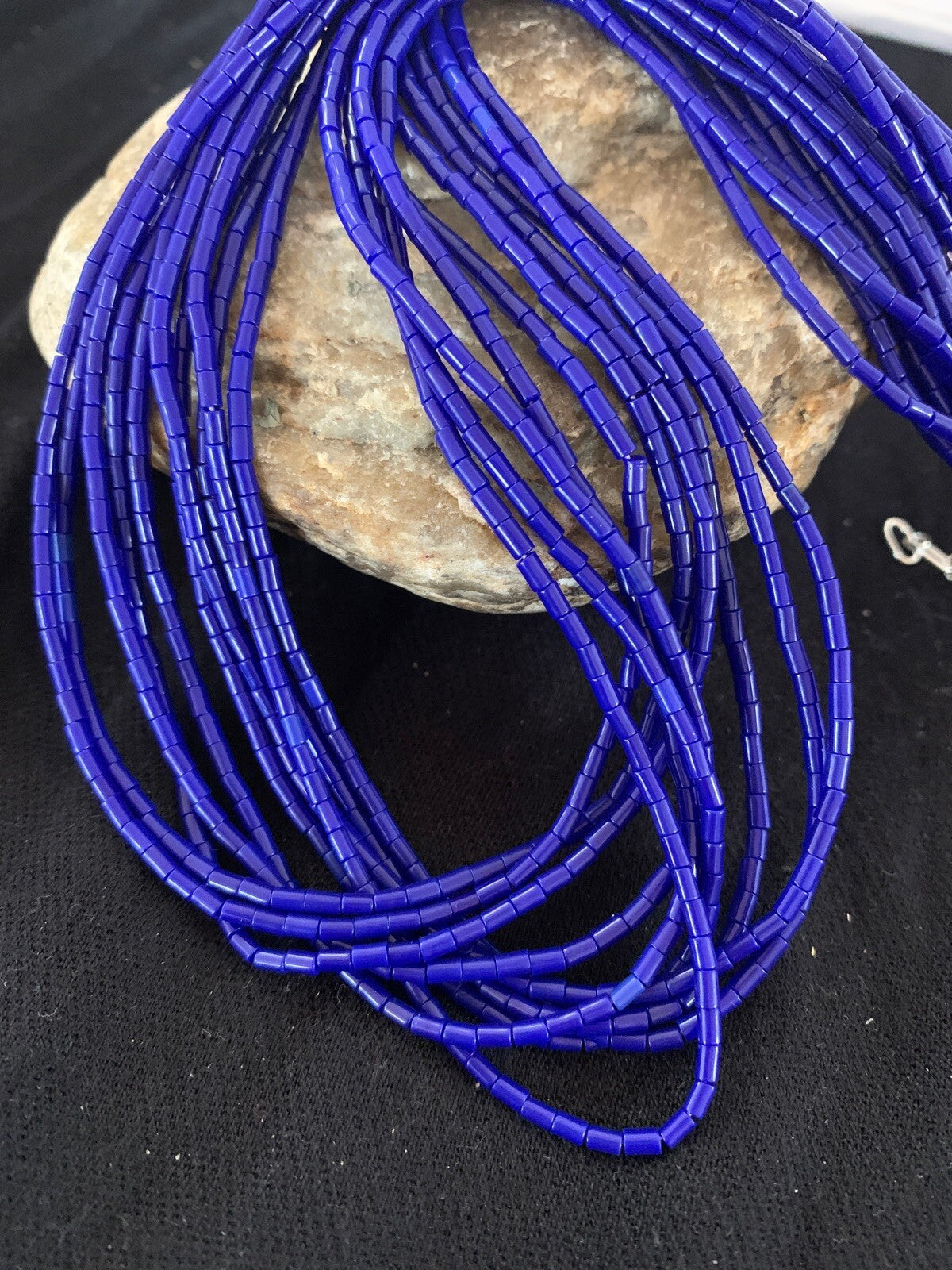 Blue Lapis Stabilized Heishi 10 Strand Sterling Silver Necklace 19" 2018