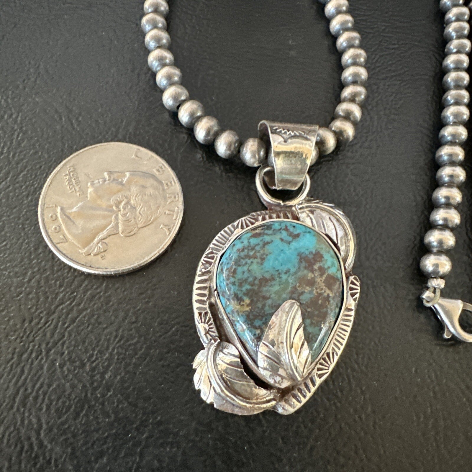 Wild Horse Turquoise Lapis Pendant Navajo Pearls Sterling Silver Necklace 15650