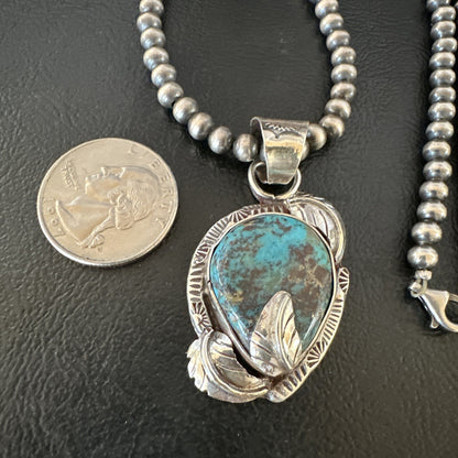 Wild Horse Turquoise Lapis Pendant Navajo Pearls Sterling Silver Necklace 15650