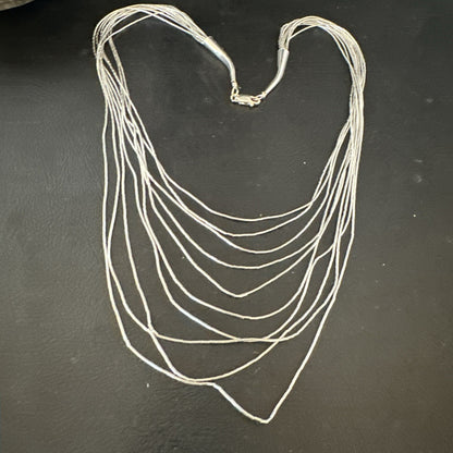 Graduated Bib Heishi Liquid All Sterling Silver 10S Necklace 20" 17244