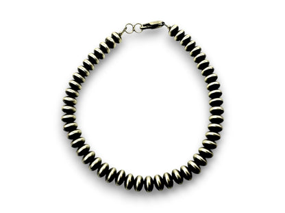 Navajo Sterling Silver Rondelles Saucer Flat Bead Bracelet 5mm 8" 97508