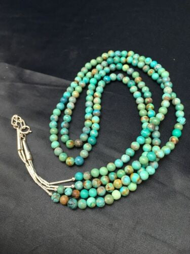 Navajo Blue Turquoise Necklace 2 Strand Sterling Silver 8960