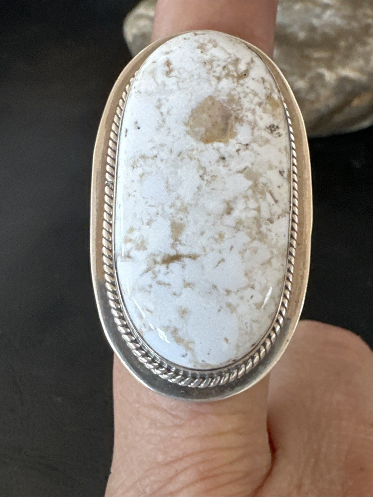 Native American Wild Horse Turquoise Navajo Sterling Silver Ring Size 8 19824