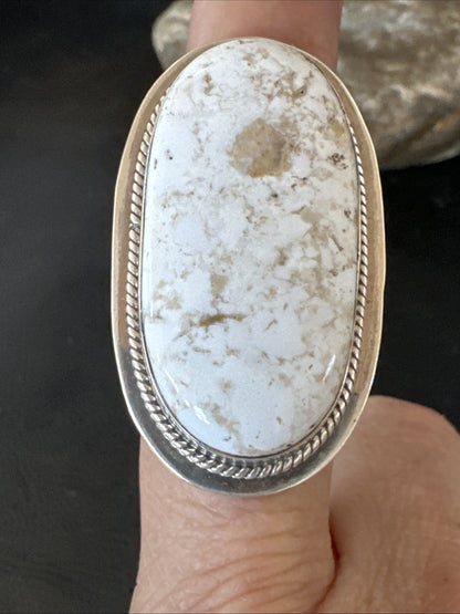 Native American Wild Horse Turquoise Navajo Sterling Silver Ring Size 8 19824