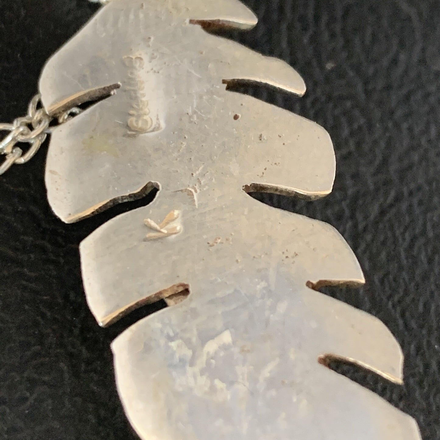 Womens Navajo Blue Turquois Sterling 16" Necklace Feather Pendant 13686