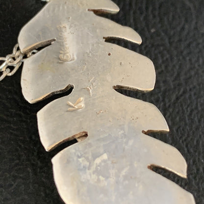 Womens Navajo Blue Turquois Sterling 16" Necklace Feather Pendant 13686
