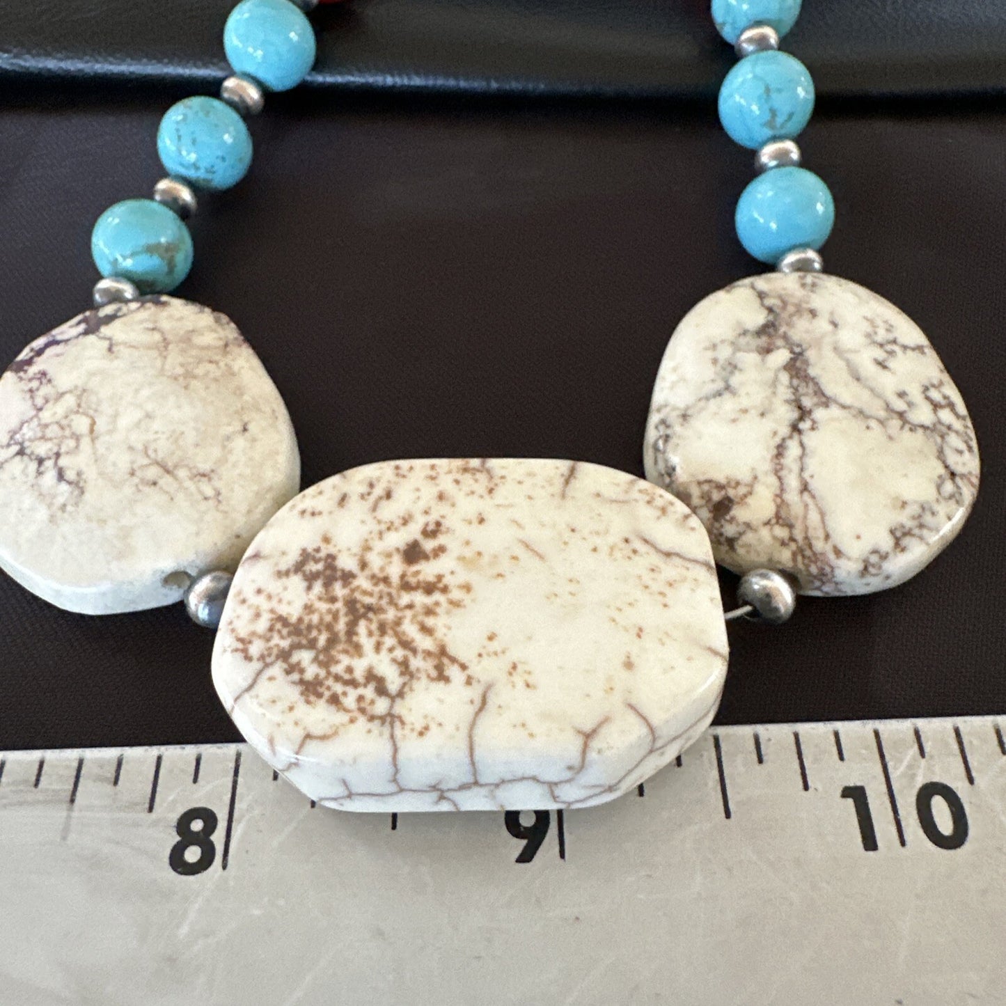 Mens Wild Horse Blue Turquoise Red Coral Navajo Sterling Silver Necklace 17981