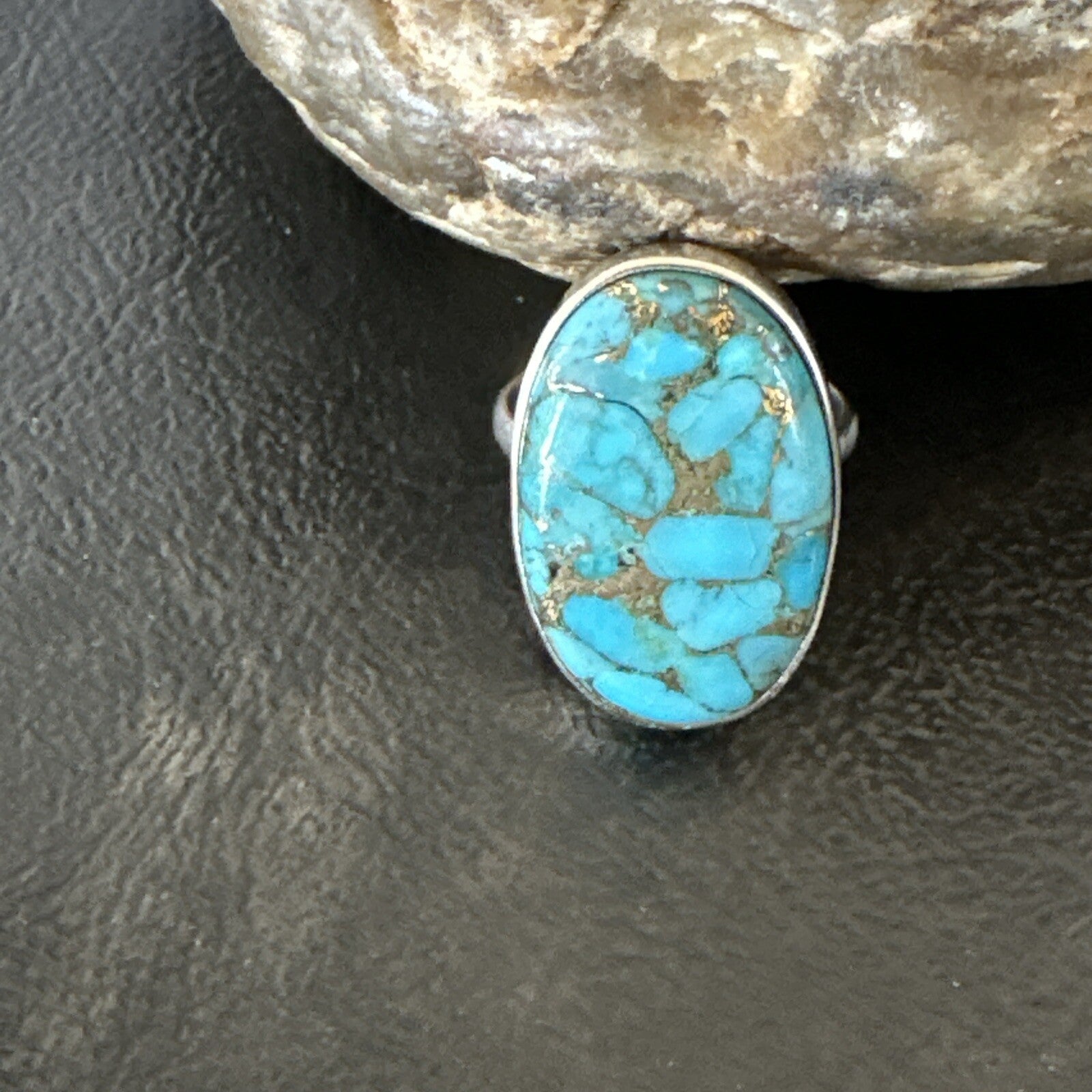 Mohave Native Navajo Sterling Silver Blue Turquoise Ring Sz 7 18241