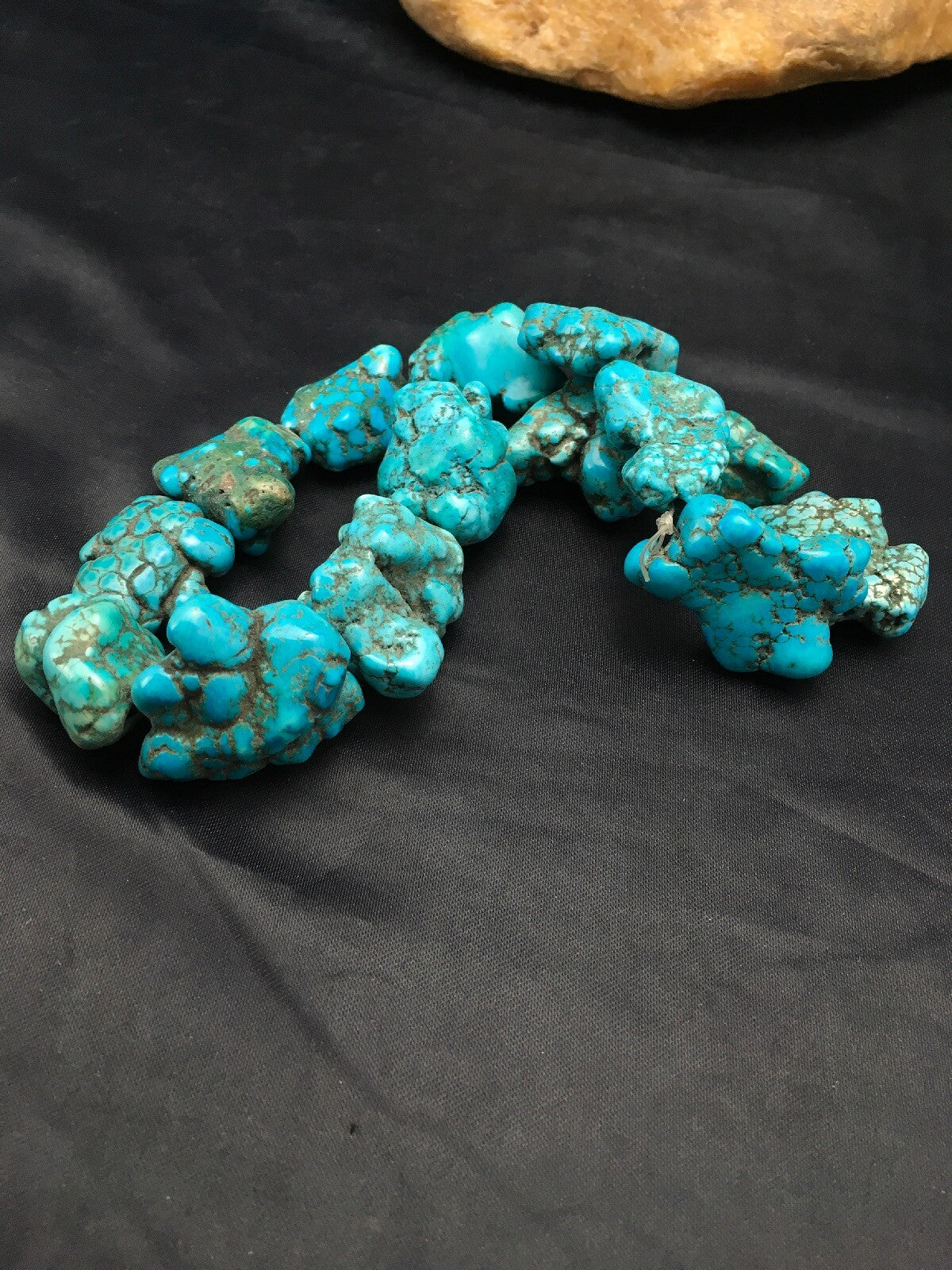 Native American Indian Blue Turquoise Nugget Free Form Bead Strand 03153