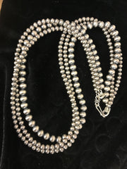 4, 5, 6mm Beads 3 Strand 30"Necklace | Sterling Silver | Authentic Native American Handmade