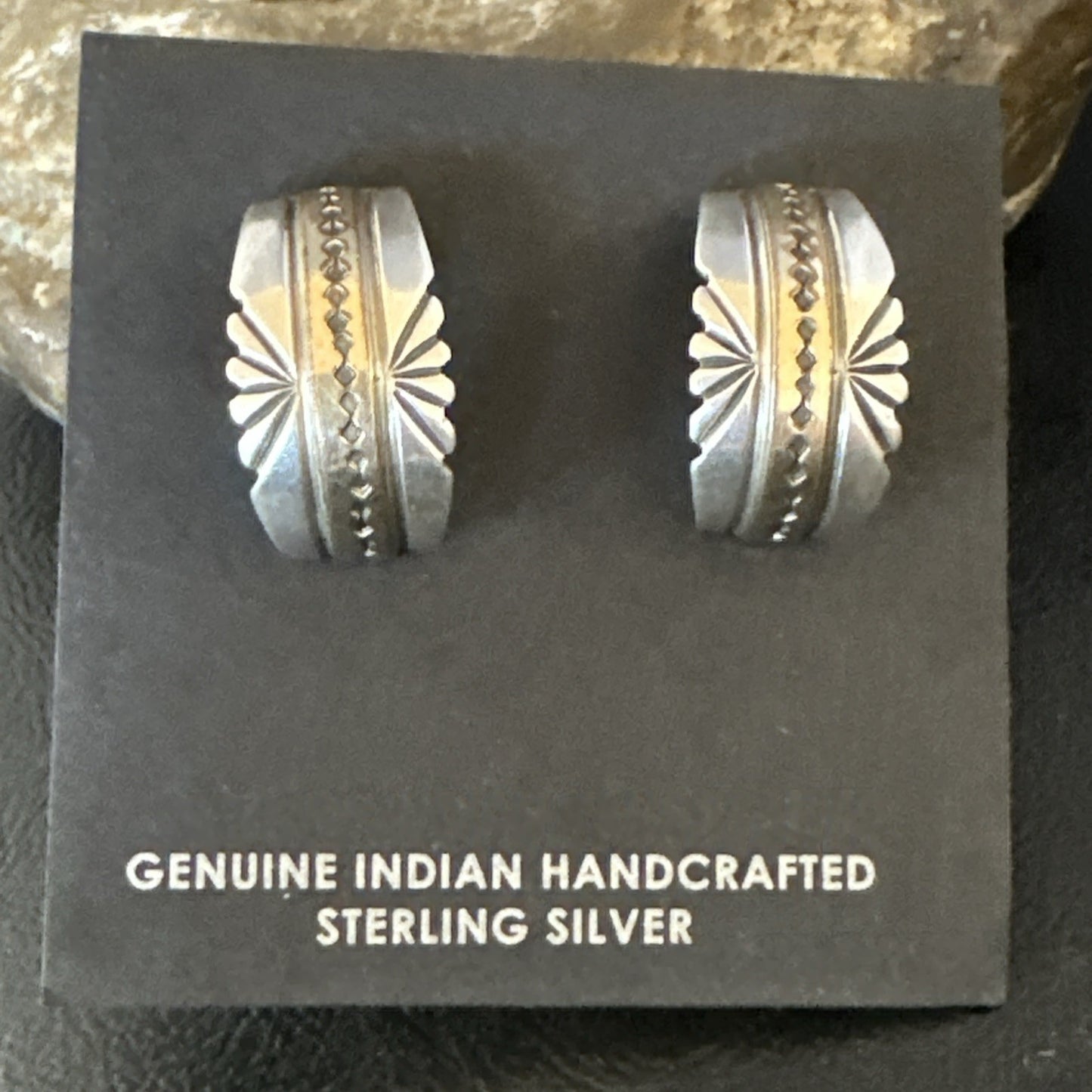 Old Pawn Navajo Stamped GF Sterling Silver Native American Earrings 19091