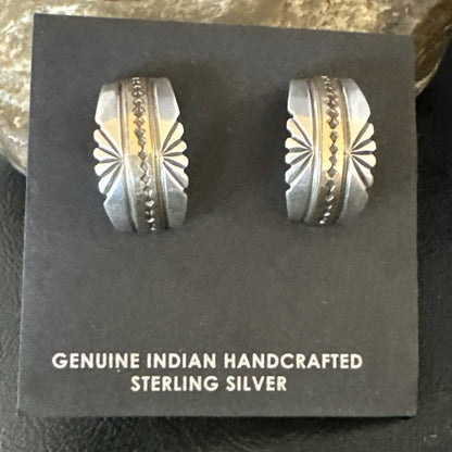 Old Pawn Navajo Stamped GF Sterling Silver Native American Earrings 19091