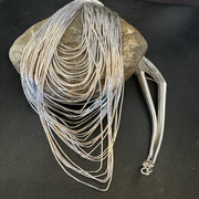 Statement Graduated Bib Heishi Liquid 49S Necklace 28" | Sterling Silver | Authentic Native American Handmade | 17768
