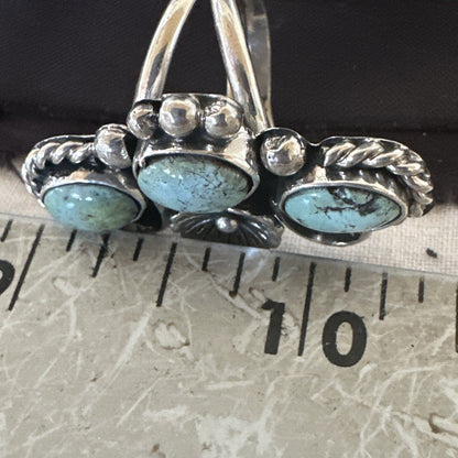 Blue Green Turquoise Navajo Sterling Silver Cluster Ring Size 8.5 19080