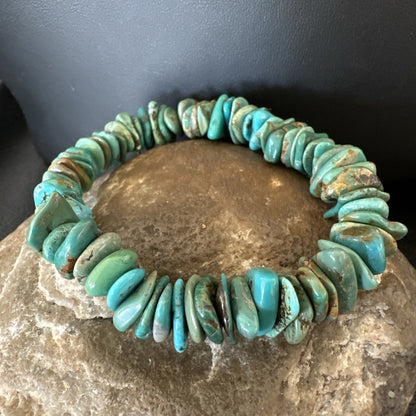 Mens Womens Blue Green Turquoise Stretch Stone Friendship Bracelet 7" 18856