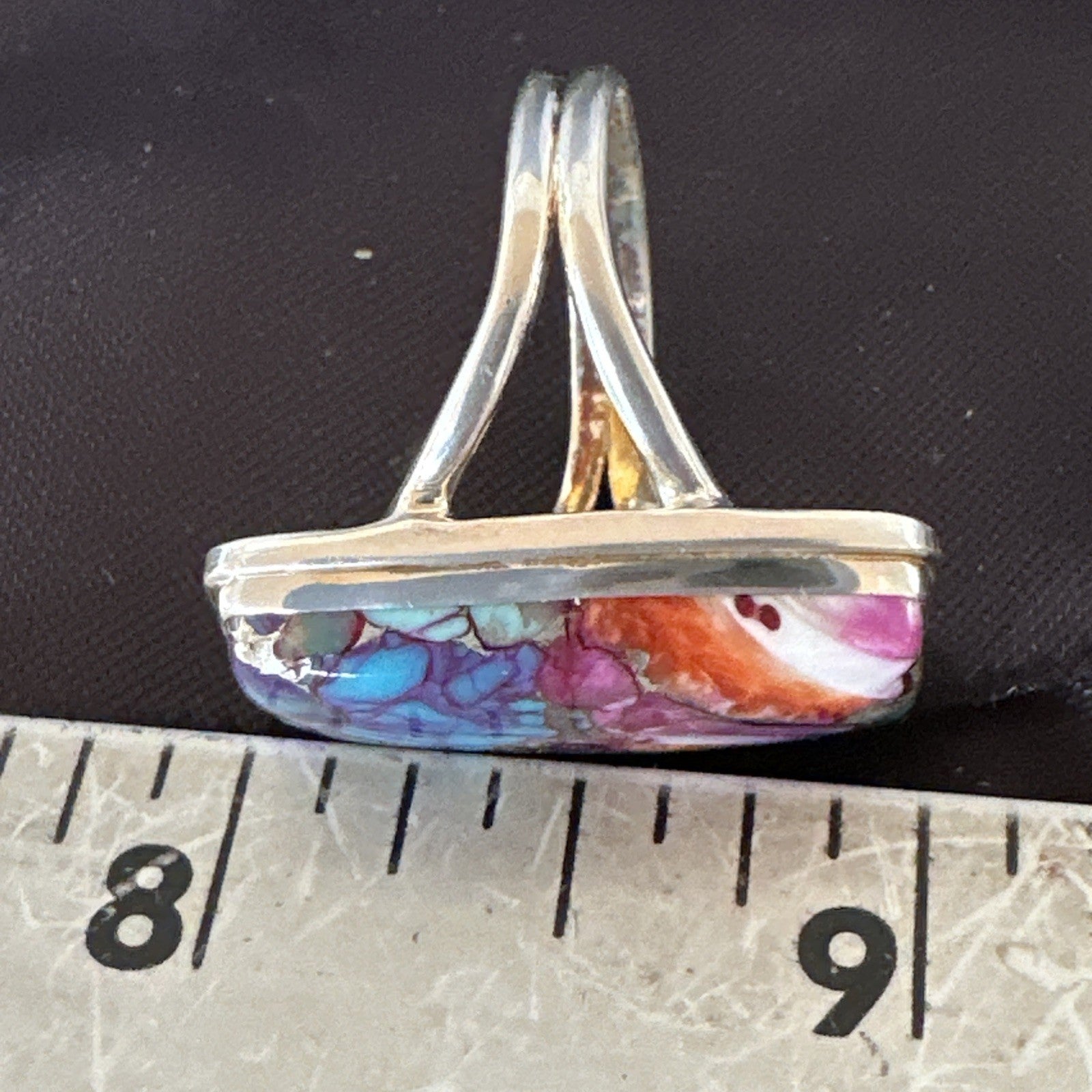 Blue Turquoise Spiny Oyster Southwestern Sterling Silver Ring Size 9 19059