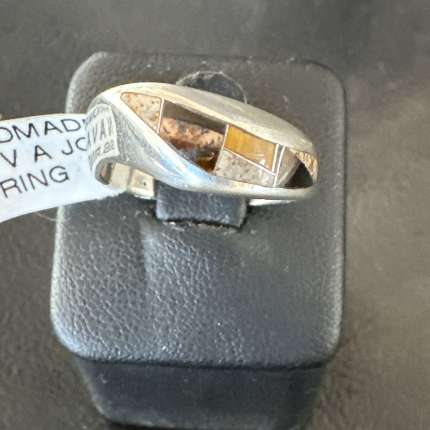 Navajo Black Onyx Tiger's Eye Inlay Sterling Ring Size 6 18701