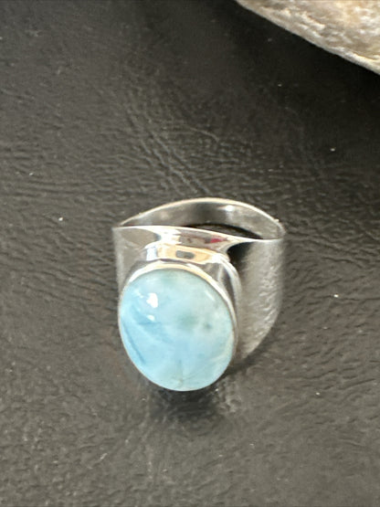 Womens Blue Larimar Navajo Sterling Silver Ring Size 9 17674