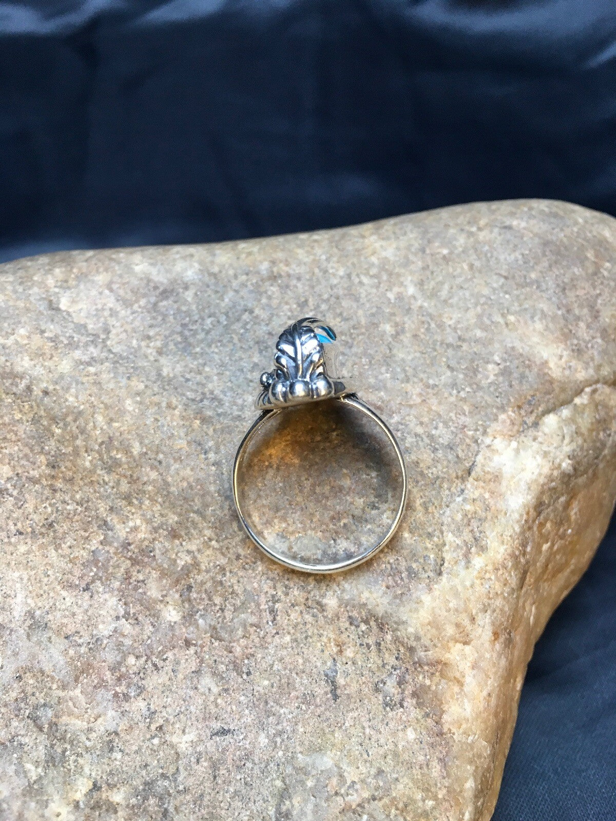 Native American Blue Turquoise Ring Navajo Sterling Silver Sz 11.5 8919