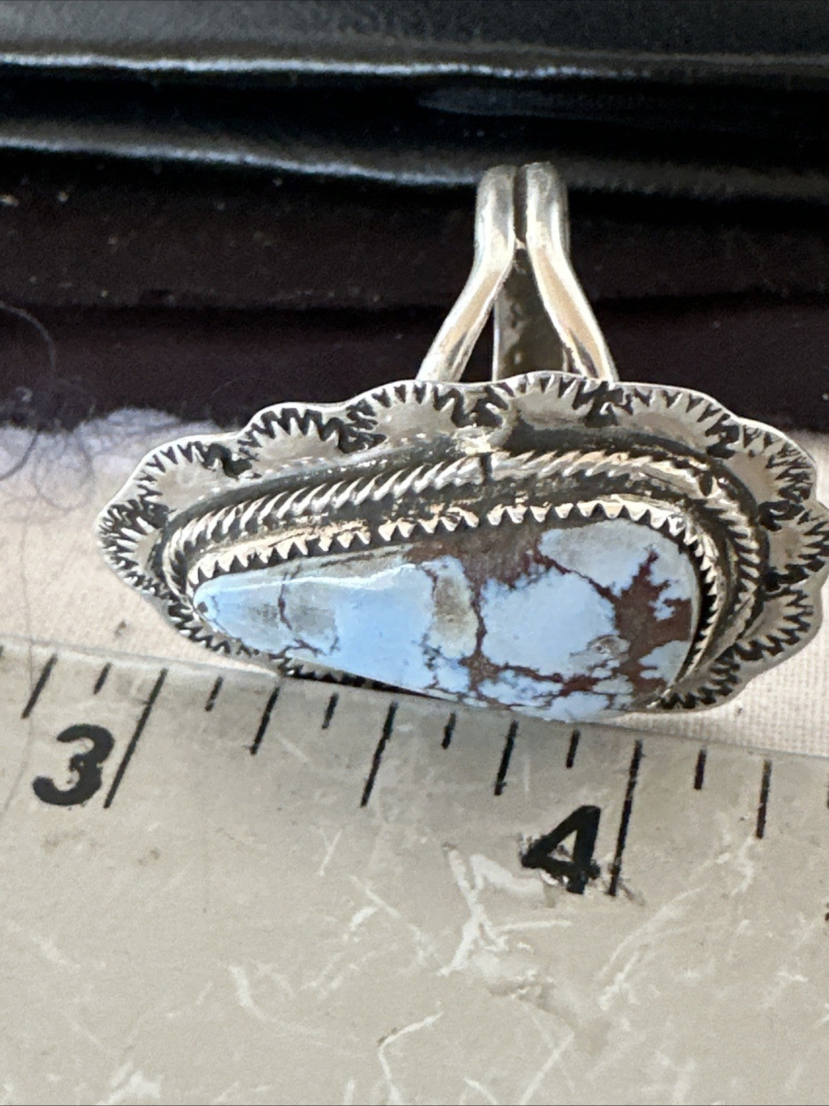 Blue Golden Hill Turquoise Navajo Sterling Silver Ring Size 11 19822