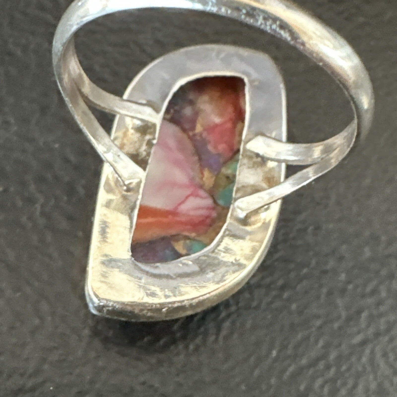 Blue Turquoise Spiny Oyster Navajo Sterling Silver Ring Size 8 18232