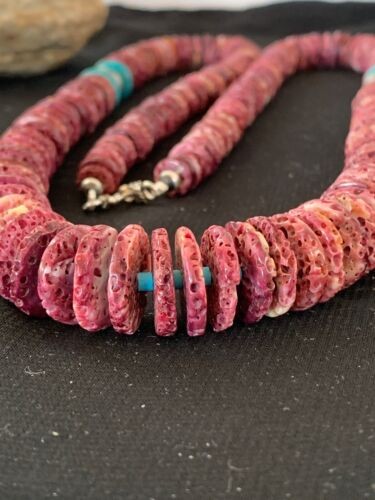Navajo Necklace Purple Spiny Oyster & Turquoise Navajo Pearls 28" 3239