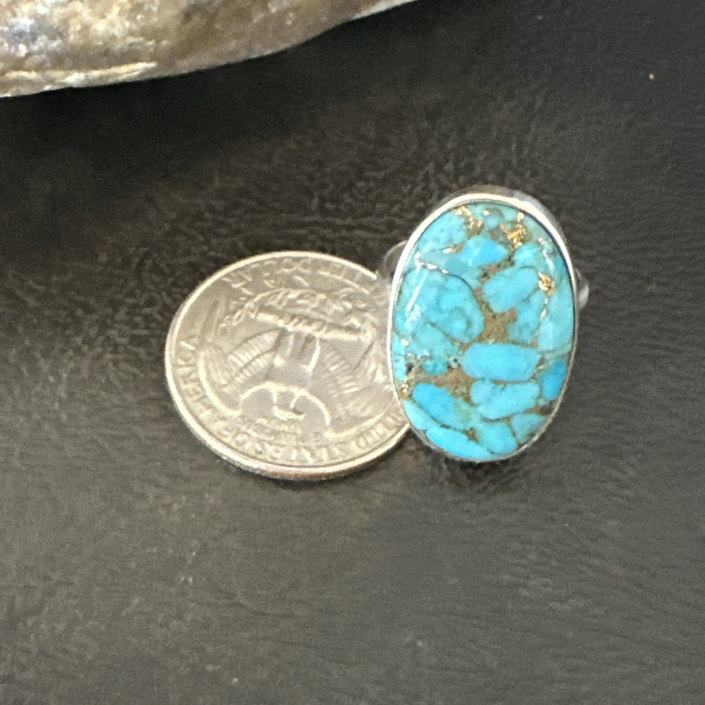 Mohave Native Navajo Sterling Silver Blue Turquoise Ring Sz 7 18241