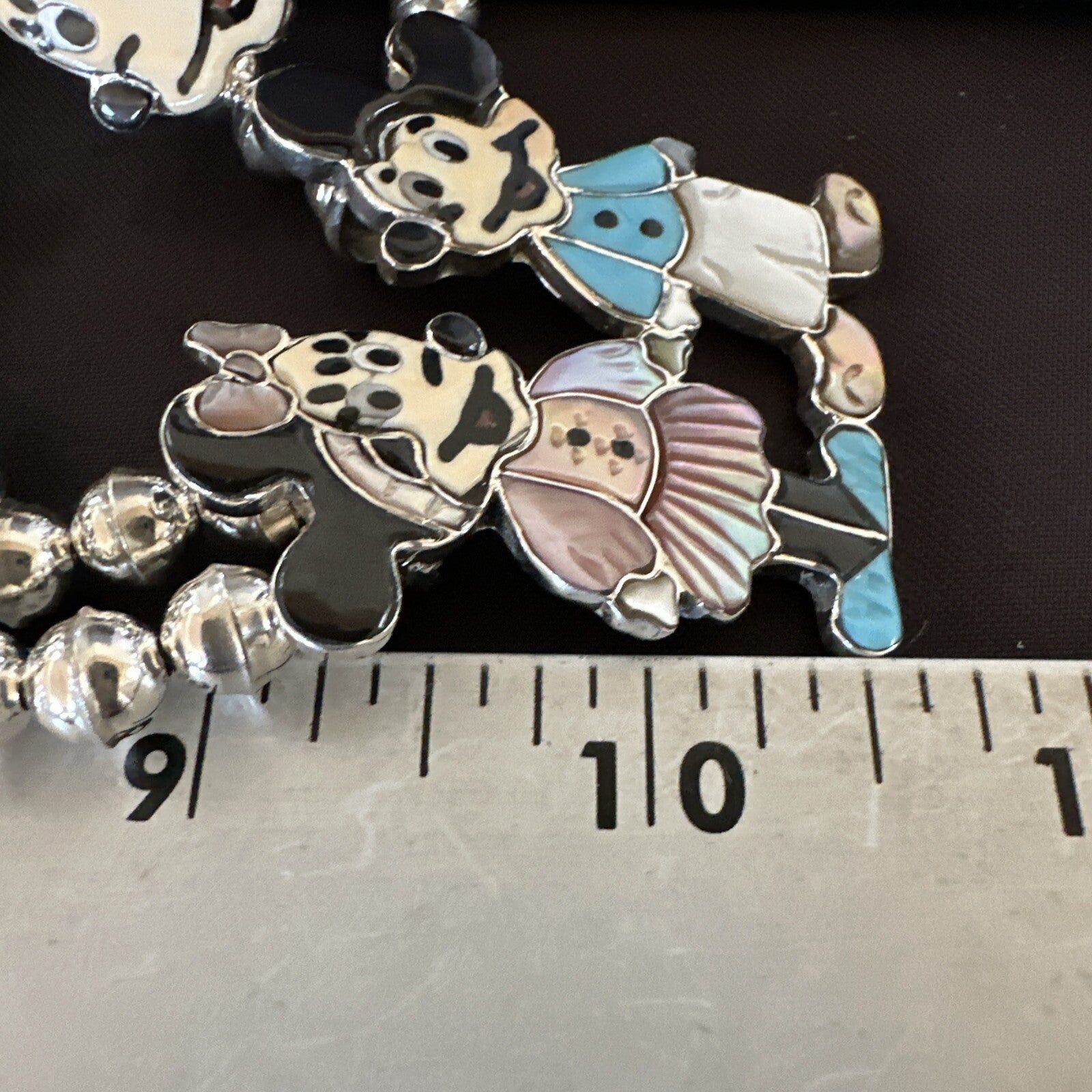 MICKEY MOUSE ZUNI TURQUOISE STERLING SILVER SQUASH BLOSSOM EARRINGS 17784