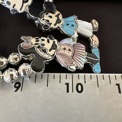 MICKEY MOUSE ZUNI TURQUOISE STERLING SILVER SQUASH BLOSSOM EARRINGS 17784