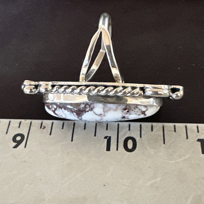 Men’s Womens Wild Horse Turquoise Navajo Sterling Silver Ring Size 8.5 18008