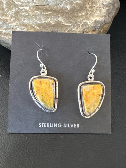 Womens Bumblebee Jasper Navajo Sterling Silver Earrings 15832